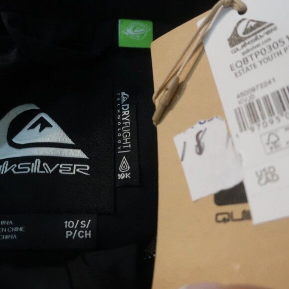 NWT Boys Quiksilver Black Insulated Ski Pants S/10 - Picture 7 of 7